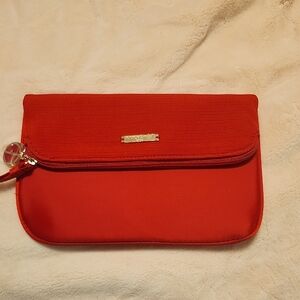 Giorgio Armani Red Clutch Wristlet with Gold Plaque